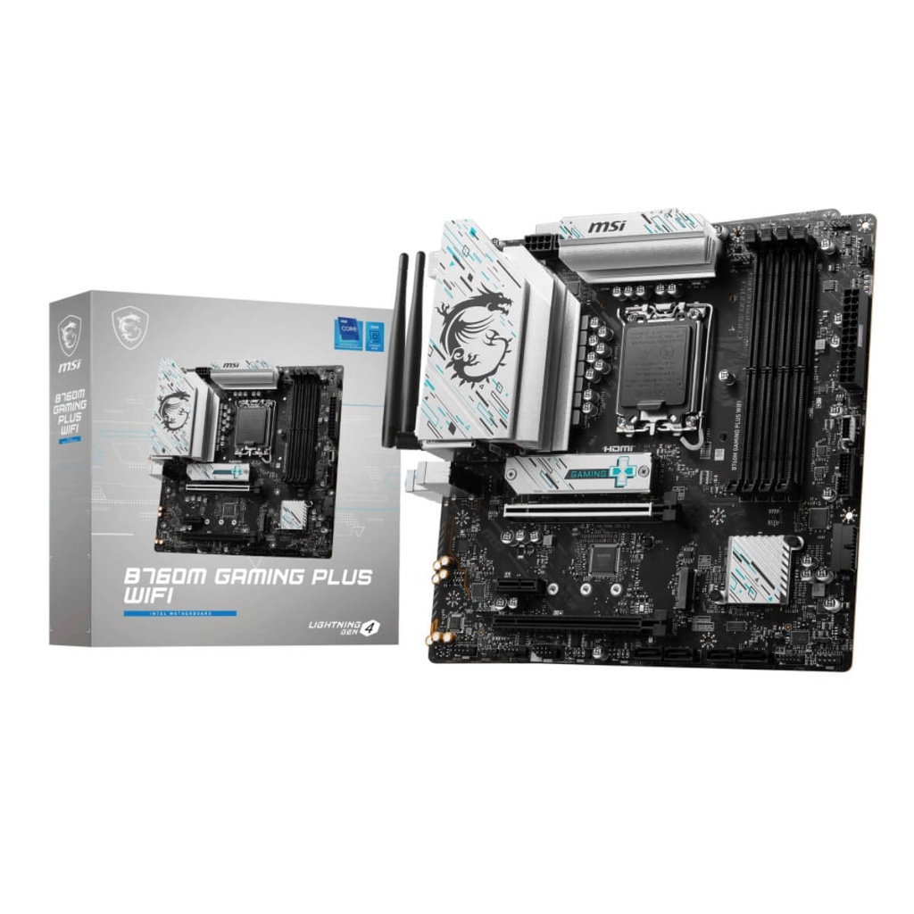 Tarjeta Madre MSI B760M GAMING PLUS WIFI Micro-ATX Socket LGA1700 DDR5 con Wi-Fi 6E