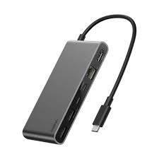 Adaptador Hub USB-C Multipuerto Belkin 8 en 1 con Ethernet Gigabit y Power Delivery, Gris