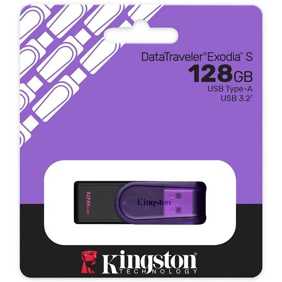 Memoria USB Kingston DataTraveler Exodia S de 128GB USB 3.2 Gen 1 - S LATAM Purple Casing
