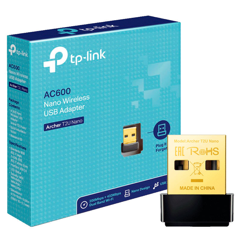 Adaptador de Red USB a Wi-Fi TP-Link Archer T2U Doble Banda AC600 600Mbps