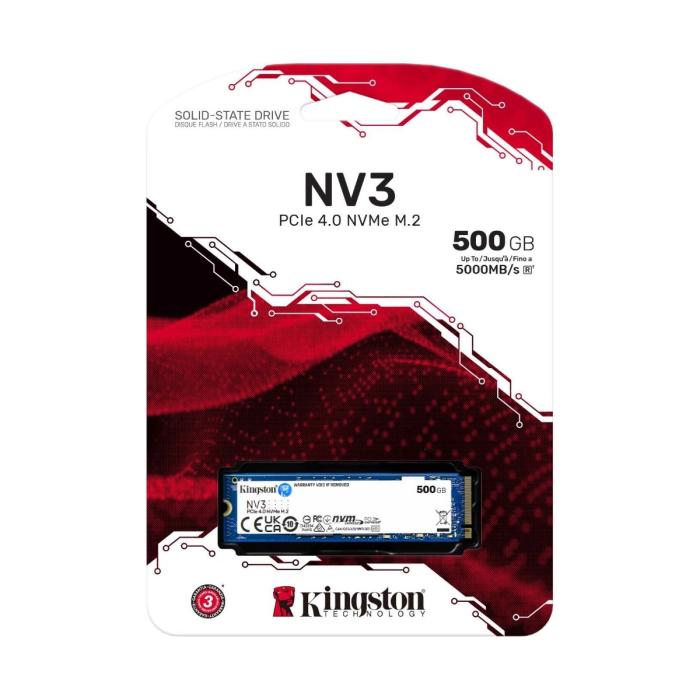 Unidad SSD Kingston M.2 2280 500GB NV3 PCIe NVMe 3000Mbps