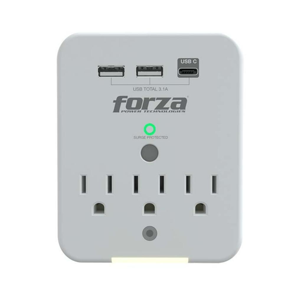 Protector contra Sobretensiones Forza  FWT-331USBC De 1875 W , 3 NEMA