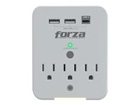 Protector contra Sobretensiones Forza  FWT-331USBC De 1875 W , 3 NEMA
