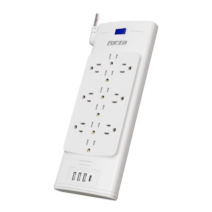Protector contra Sobretensiones Forza FSP-1221USBCW , De 1625W , 12 Conectores NEMA