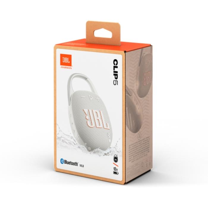 Bocina Bluetooth Portátil JBL Clip 5 Resistente al Agua 7W Color Blanco