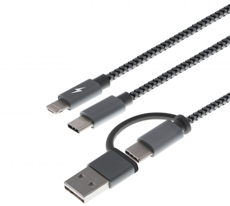 Cable de Carga Xtech XTC-560 Trenzado Multifuncional 5 en 1 Gris