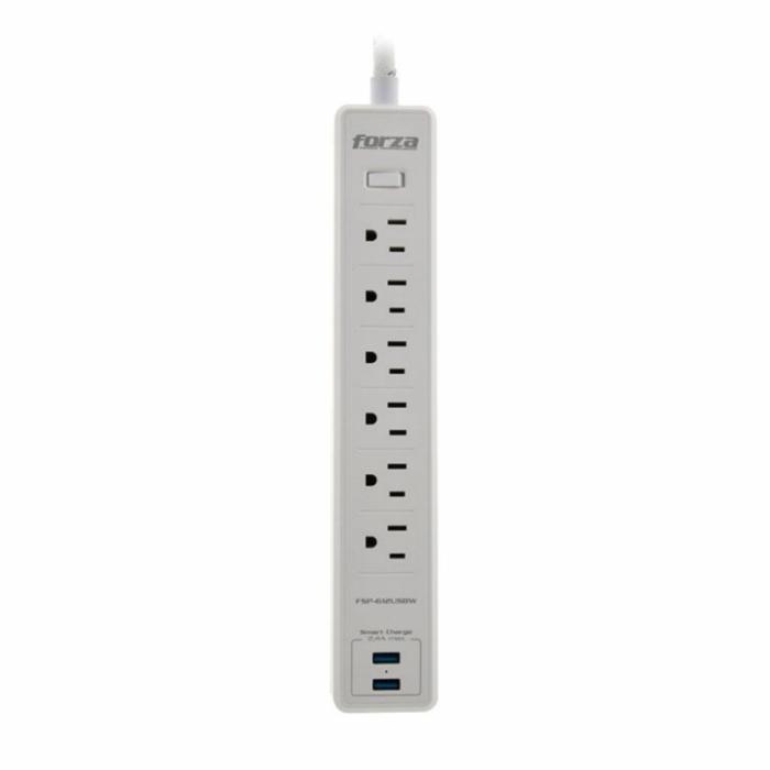 Protector contra Sobretensiones Forza FSP-612USBW De 6 salidas 120V/240V