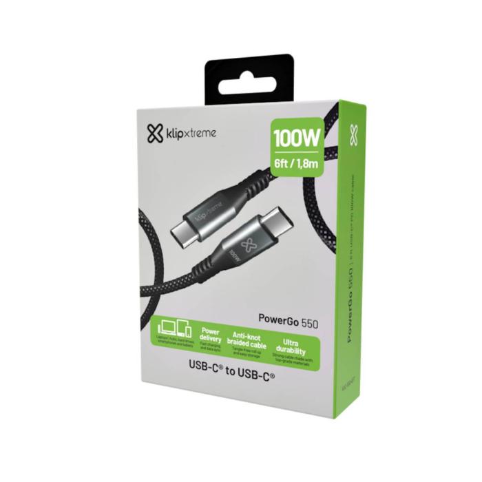 Cable Klip Xtreme PowerGo 550 Cable USB-C 2.0 100W