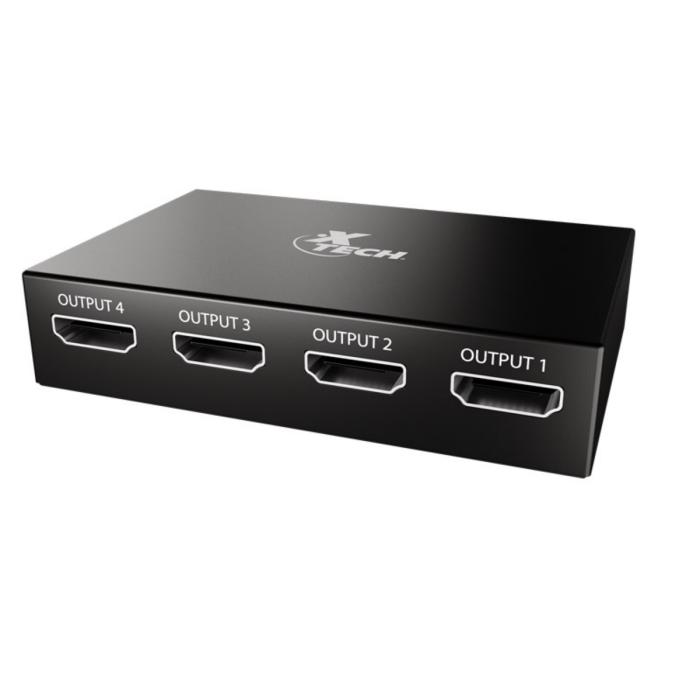 Splitter Xtech XHA-420 HDMI de 4 Puertos con Alimentación de Corriente