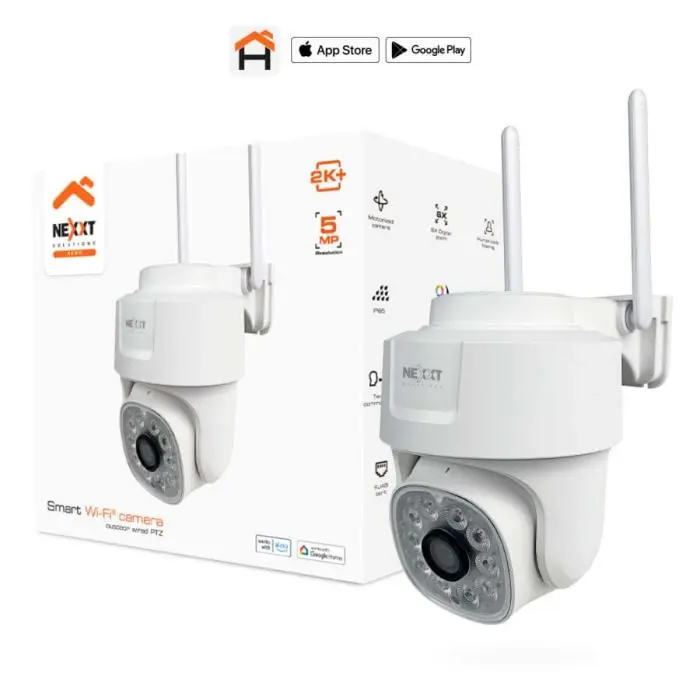 Cámara Nexxt NHC-OP10 de Seguridad para Exteriores, Luz y Audio WiFi 2K 5MP