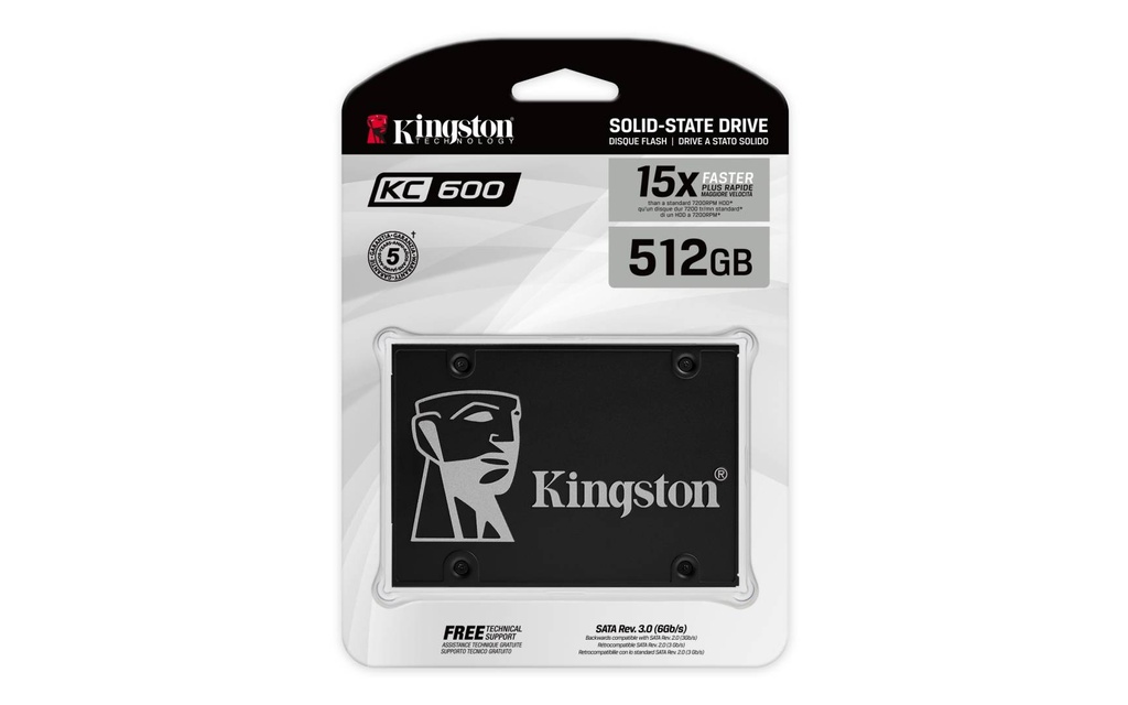 Unidad de Estado Sólido Kingston KC600 2.5" SATA 512GB con Autocifrado