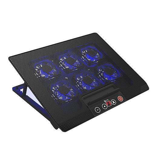 Base Ventilada Xtech XTA-161 de 6 Ventiladores LED Azul 2 USB hasta 17"