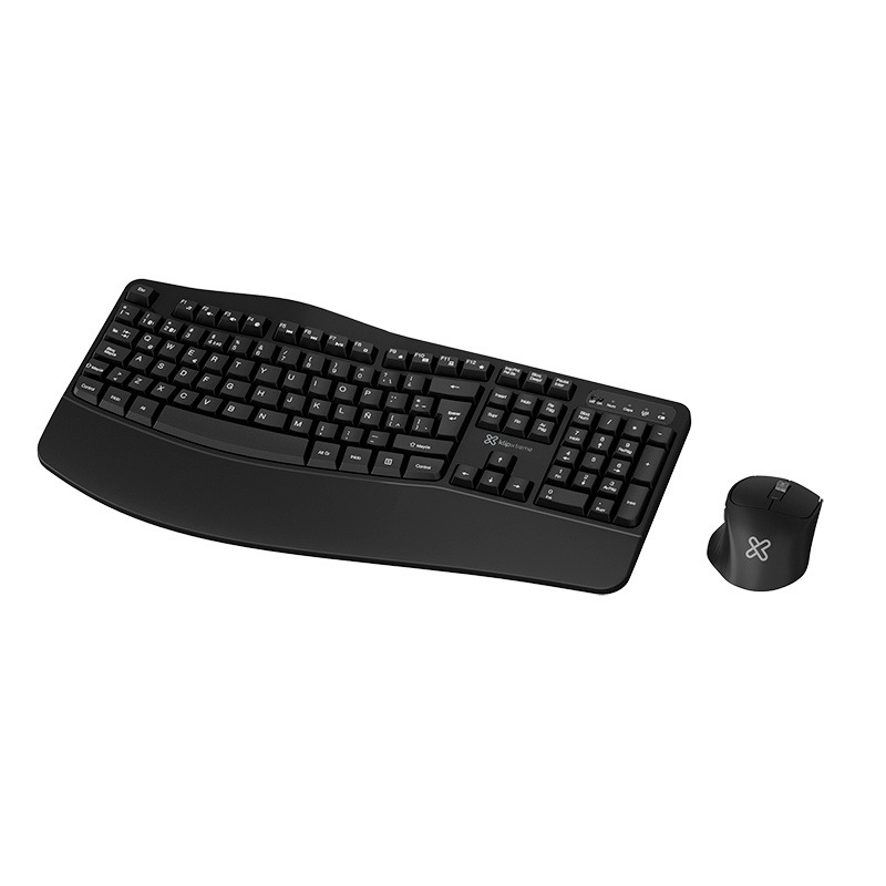 Klip Xtreme Teclado y Mouse Inalámbricos | Español Latinoamericano | 2.4 GHz / Bluetooth | Negro | Diseño Ultraergonómico