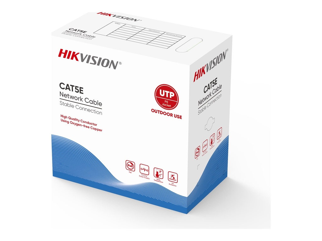 Cable de Red UTP Hikvision Cat5e para Exteriores 