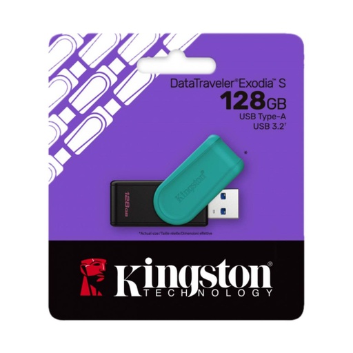 [DTXS/128GB] Memoria USB Kingston DataTraveler Exodia S de 128GB USB 3.2 Gen 1, Black/Turquoise