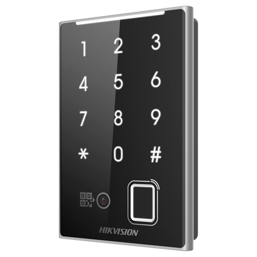 [DS-K1109DKFB-QR] Lector Biométrico Hikvision para Control de Acceso con Huella Digital, Tarjeta, Contraseña y QR