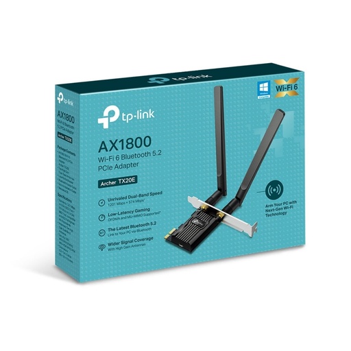 [Archer TX20E] Tarjeta de Red PCI Express Inalámbrica Wi-Fi 6 AX1800 y Bluetooth 5.2 TP-Link Archer TX20E V2