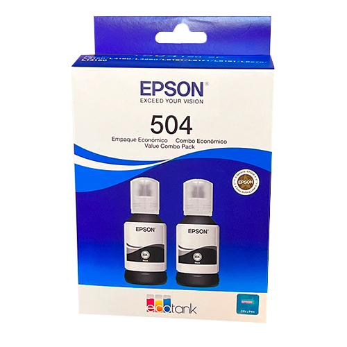 [T504120-2P] Pack de 2 Botellas de Tinta Epson T504 EcoTank, Negro
