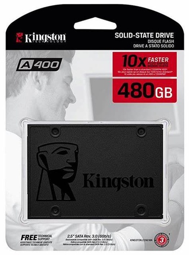 [SA400S37/480G] Unidad SSD 2.5" 480GB Kingston A400 500MBs