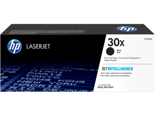 [CF230X] Cartucho de tóner original LaserJet HP 30X de alto rendimiento, negro, CF230X