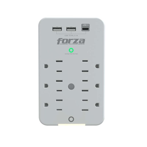[FWT-631USBC] Protector de sobretensiones de Pared 1875Watts 6 Salidas Puertos USB