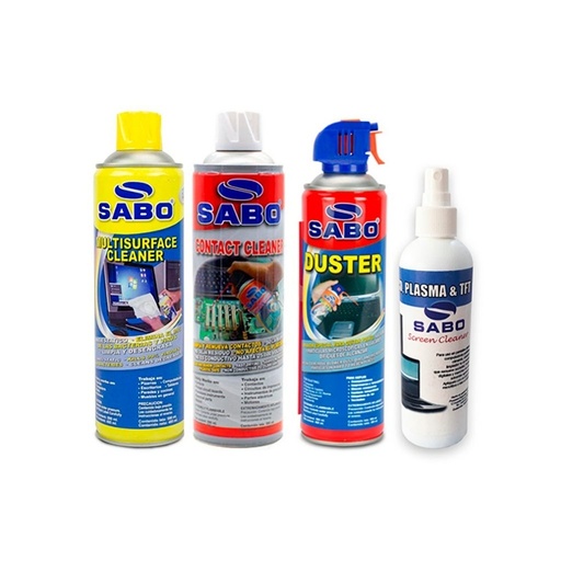 [Combo-INT] Kit de Limpieza SABO Espuma, Aire Comprimido, Limpia Contacto, Limpia pantallas