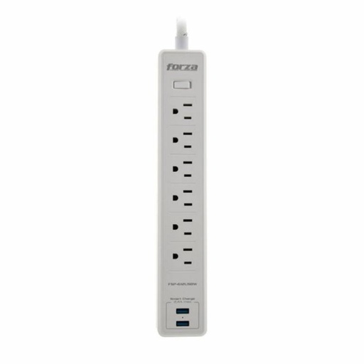 [FSP-612USBW] Protector contra Sobretensiones Forza FSP-612USBW De 6 salidas 120V/240V