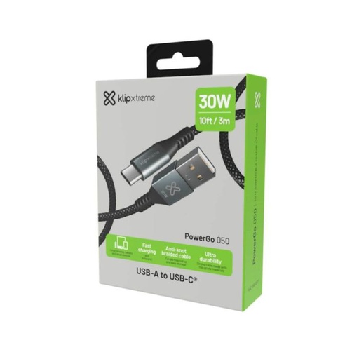 [KAC-050-10FT] Cable Klip Xtreme PowerGo 050 USB-C 2.0 30W