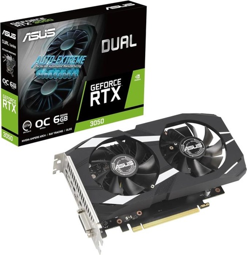 [DUAL-RTX3050-O6G] Tarjeta de Video Asus Dual Geforce RTX 3050 OC Edition 6GB GDDDR6