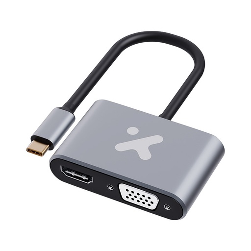 [XTC-542] Adaptador Xtech XTC-542 multipuerto 2 en 1 de USB-C a HDMI y VGA